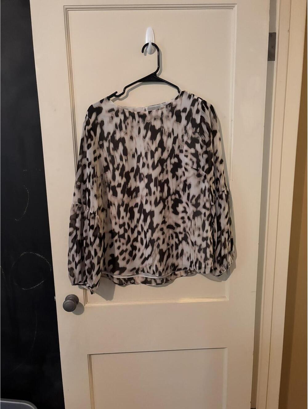 Calvin Klein Sheer Animal Print Blouse Size Small